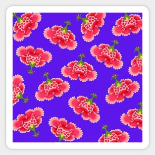 Chinese Vintage Pink and Red Flowers with Bright Purple - Hong Kong Traditional Floral Pattern Sticker